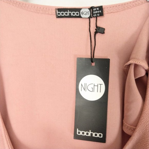 NWT Boohoo Night Janet Formal Plunge Cap Sleeve - Picture 6 of 8